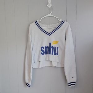 Vintage Champion Southern New Hampshire University Cropped Sweatshirt Large Gray